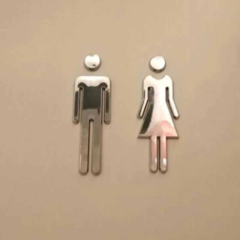 symboles toilette homme femme argenté rouge doré adhésifs modernes minimalistes porte wc decoration bricolage