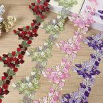 ruban dentelle polyester feuilles fleurs 8.5cm largeur artisanat broderie fine opacité écolo événement