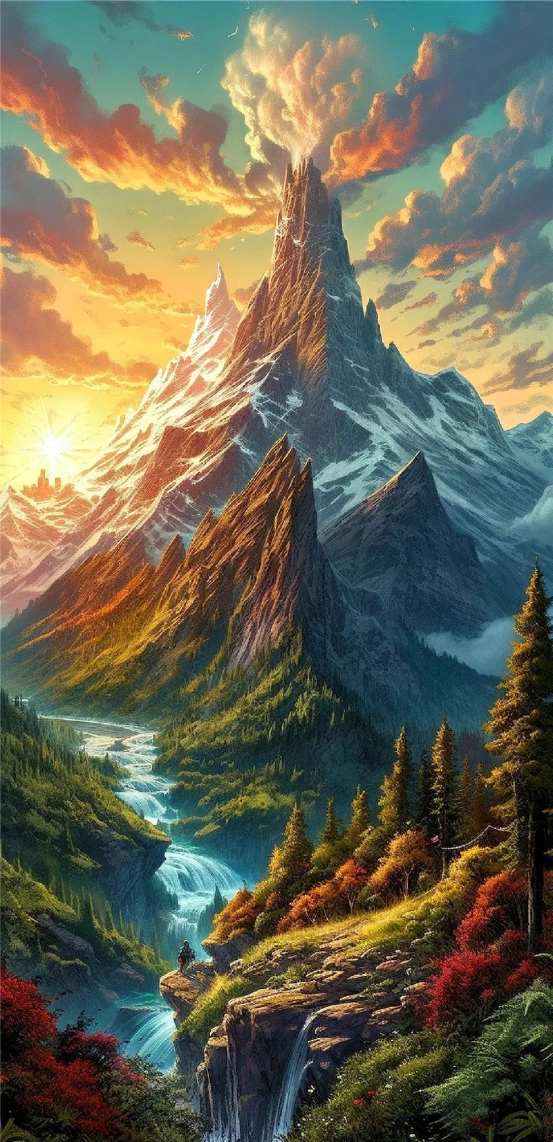 toile imprimée paysage montagne kit broderie moderne coton peinture blanche scénique naturelle