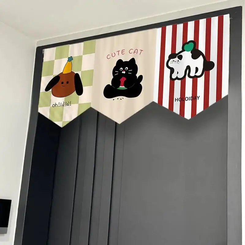 rideau tubulaire décoration animaux mignons classique pois cute cat horizontal holiday bienvenue maison machine