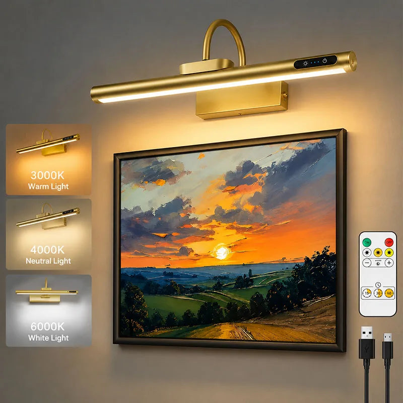 lampe led cadre or moderne rechargeable télécommande indicateur vis murale