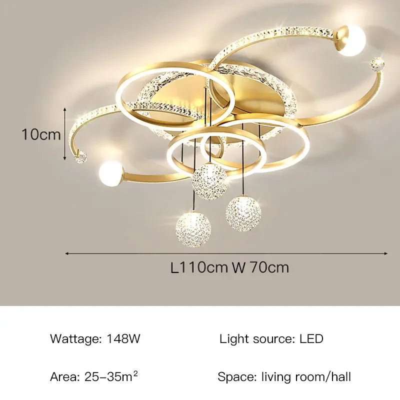 lampe suspendue moderne noire dorée blanche strass étoiles led chambre restaurant villa