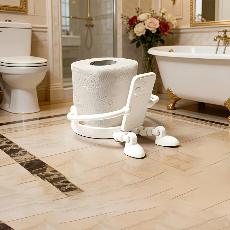 support papier toilette moderne imprimé floral plastique blanc clips salle bain decoration