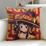 coussin anime sorcière rouge jaune noir illustration géométrique zip 45x45cm facile laver