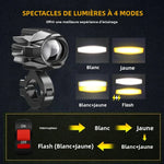 projecteurs led antibrouillard moto tout terrain interrupteur stroboscopique mode flash blanc jaune moderne