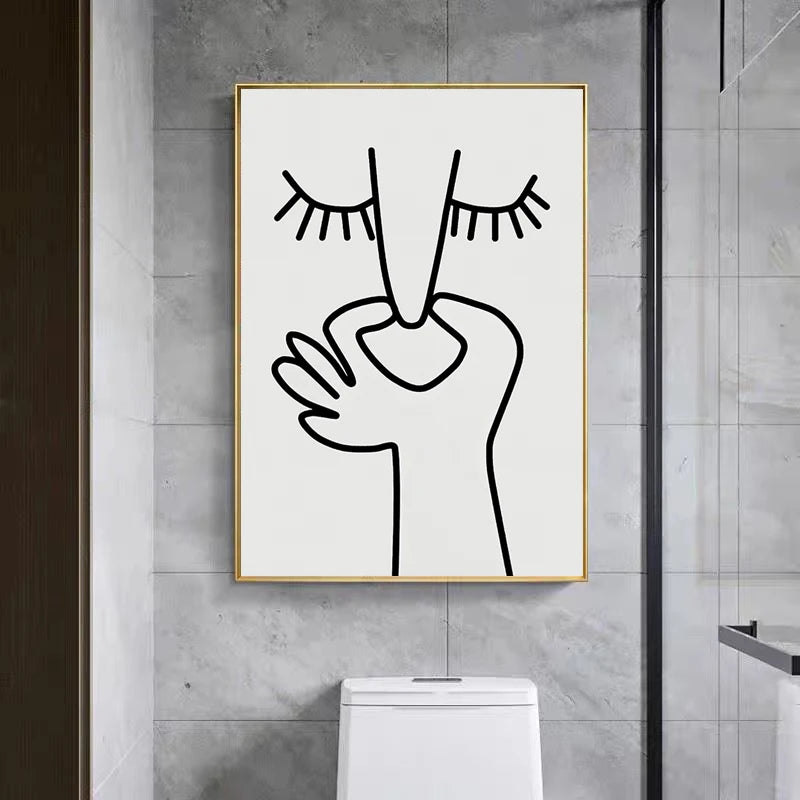 affiche toile salle bain humour noir blanc décoration murale wc moderne minimaliste