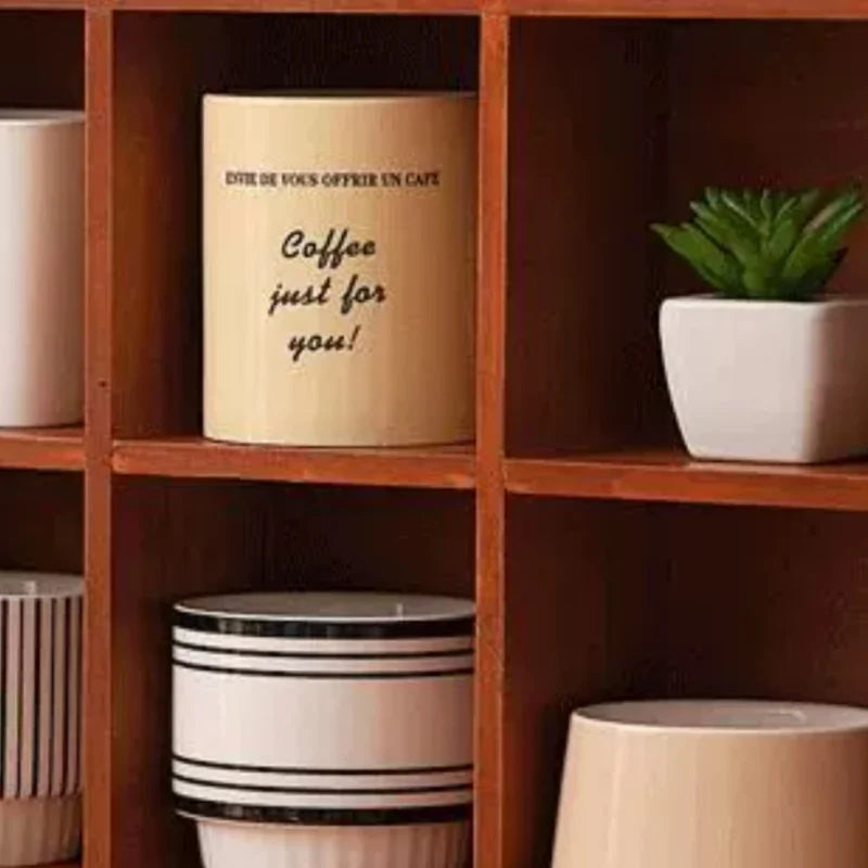 étagère modulaire bois naturel moderne 12 compartiments vases céramique bougies figurines boîte thé tasse