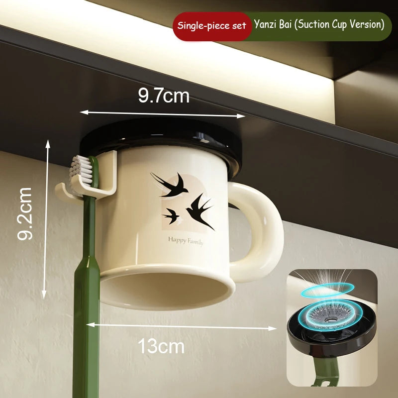 tasse imprimée léopard animal oiseaux texte classique verte rouge beige fixée brosse dentifrice