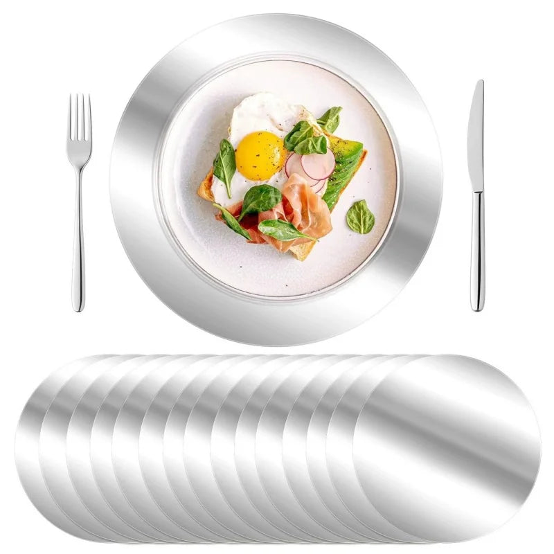 assiettes rondes or blanc opaques élégantes jetables 33cm serviettes couverts festives 12pcs