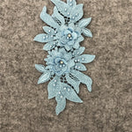 applique textile floral brodé dentelle polyester coton noir blanc rose or argent