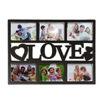 cadre photo multiple six ouvertures decoratif blanc noir motifs coeurs love family