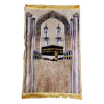 tapis prière épais 8cm brocart imprimé architectural antidérapant moderne İslam chrétien doré beige patio