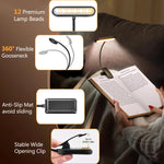 lampe clip led rechargeable 10 niveaux luminosité 600mha 12 leds noir blanc rose