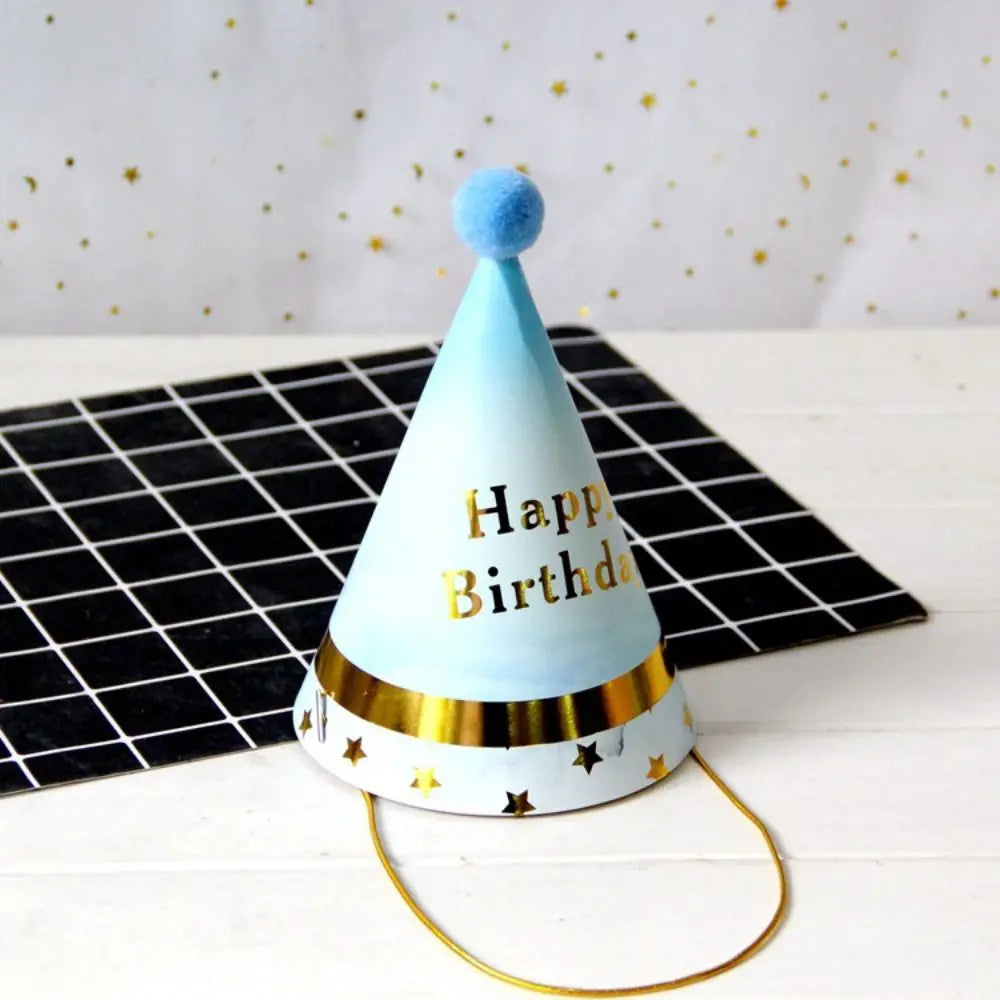 chapeaux fête anniversaire enfant garçon fille imprimé happy birthday motifs floraux dorés multicolores classiques