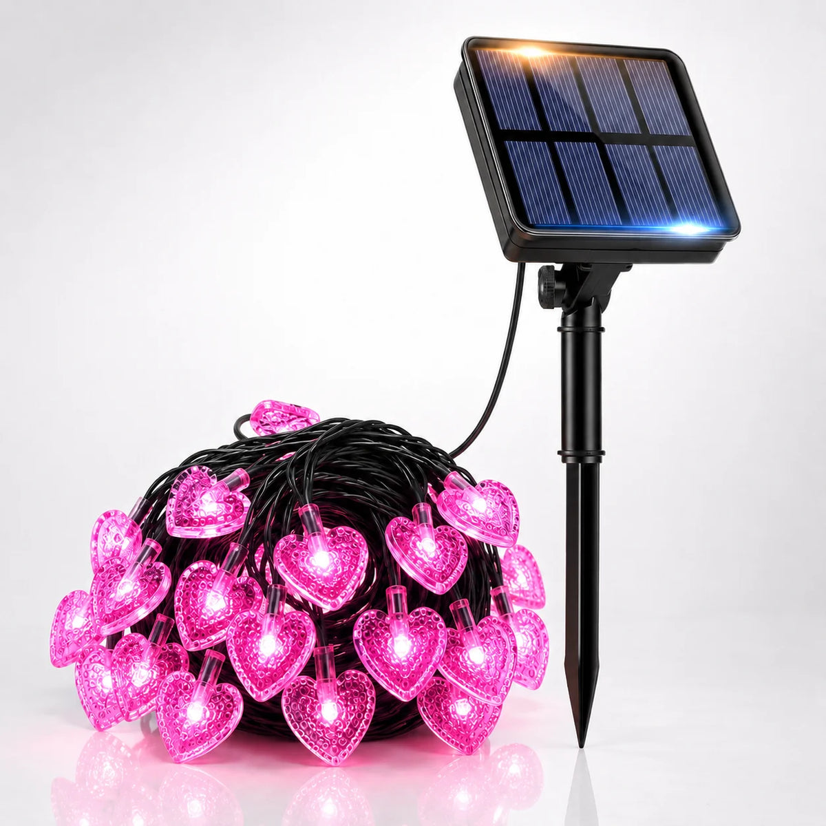 guirlande lumineuse cœur multicolore moderne extérieur patio jardin 100 led 12m
