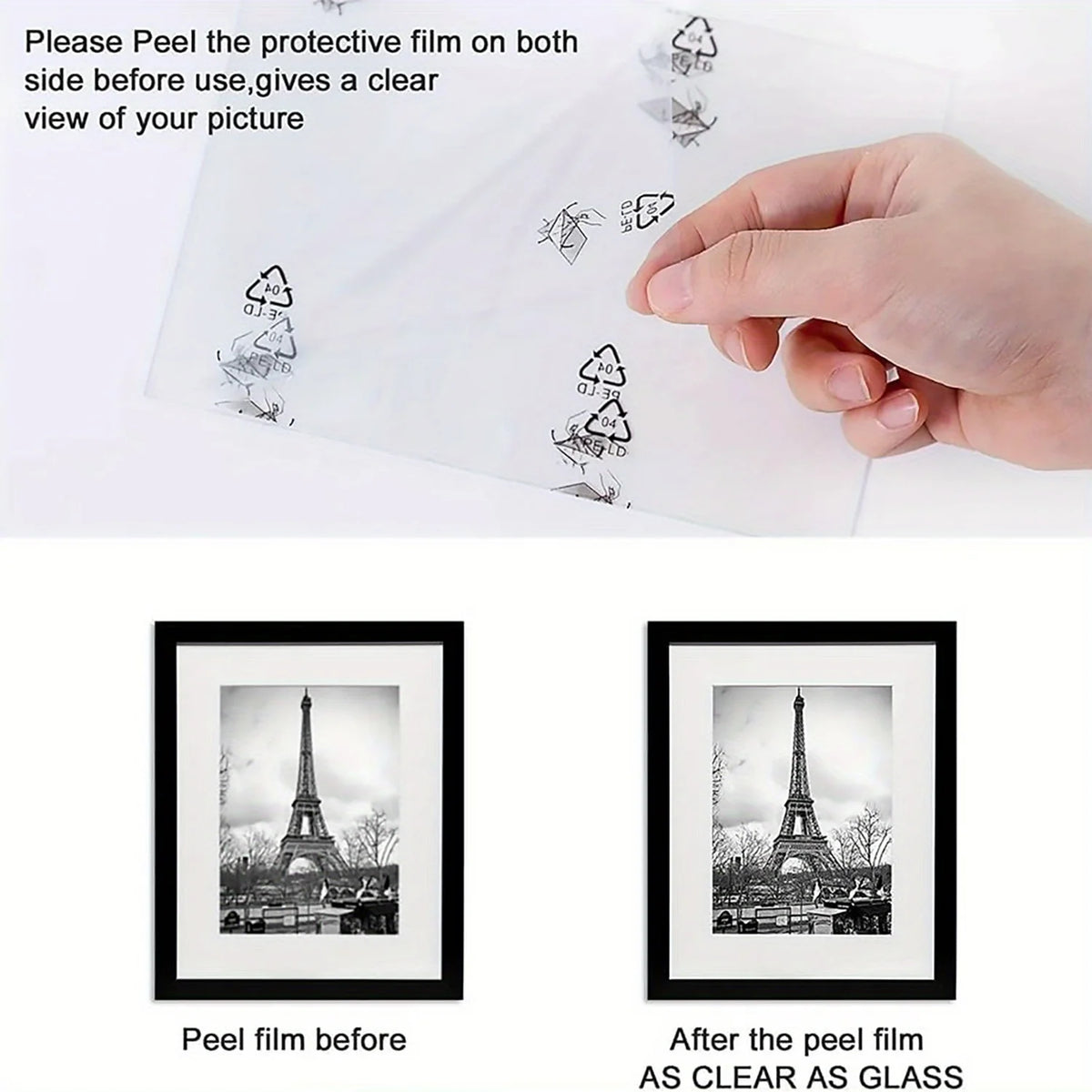 cadres photo bois moderne noirs 11x14 inch plusieurs tailles panneau transparentintérieur Londres Tour Eiffel