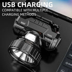 lampe frontale led rechargeable usb noir ceinture velcro multifonctionnelle moderne robuste