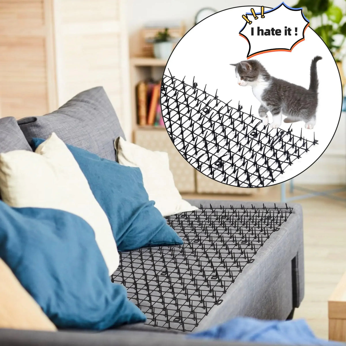 tapis anti chat picots dissuasif utilitaire noir fixations assemblage extérieurintérieur 200cm longueur