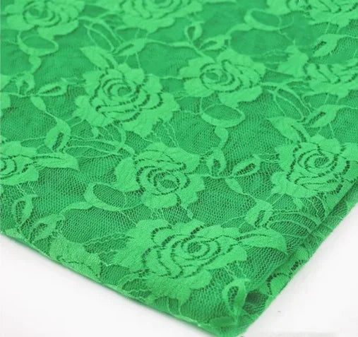 tissu dentelle élastique fleurs roses spandex nylon largeur 150cm opaque traditionnel écologique
