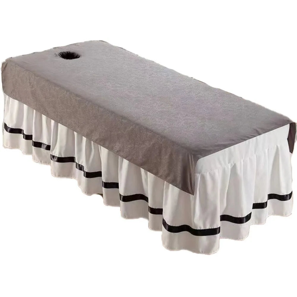 couverture table massage violet motif floral taille classique polyester opaque trou central