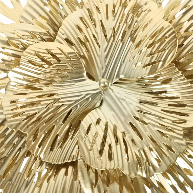 décoration murale moderne fleur dorée feuilles linéaires maison sculpture métal