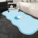 tapis kawaii miffy bleu blanc points visage lapin moderne 40x120cm 50x120cm absorbant eau resistant