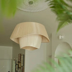 suspension lumineuse moderne tissu blanc plissé salon chambre salle manger
