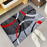 tapis moderne abstrait gris noir blanc anti dérapant facile nettoyer salon chambre rectangle geométrique