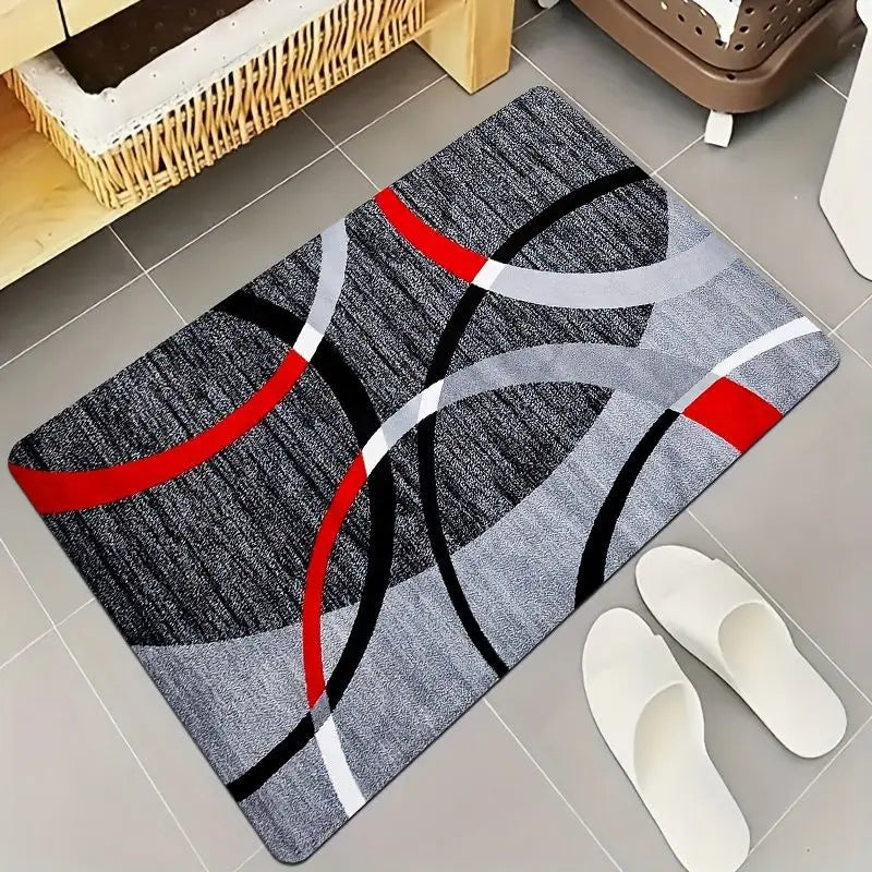 tapis moderne abstrait gris noir blanc anti dérapant facile nettoyer salon chambre rectangle geométrique