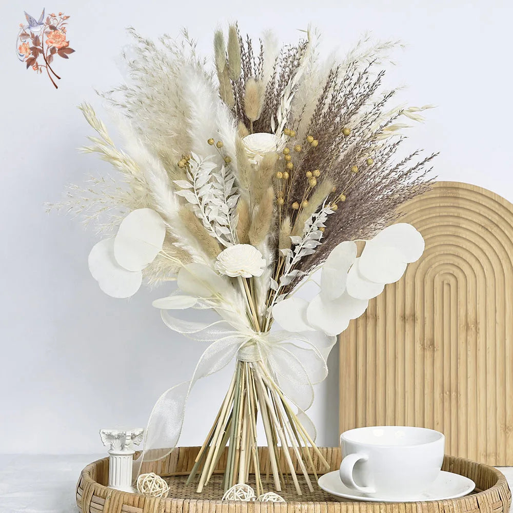 décoration boho chic bouquet séché fleurs naturelles intérieur mariage anniversaire fêtes nhà