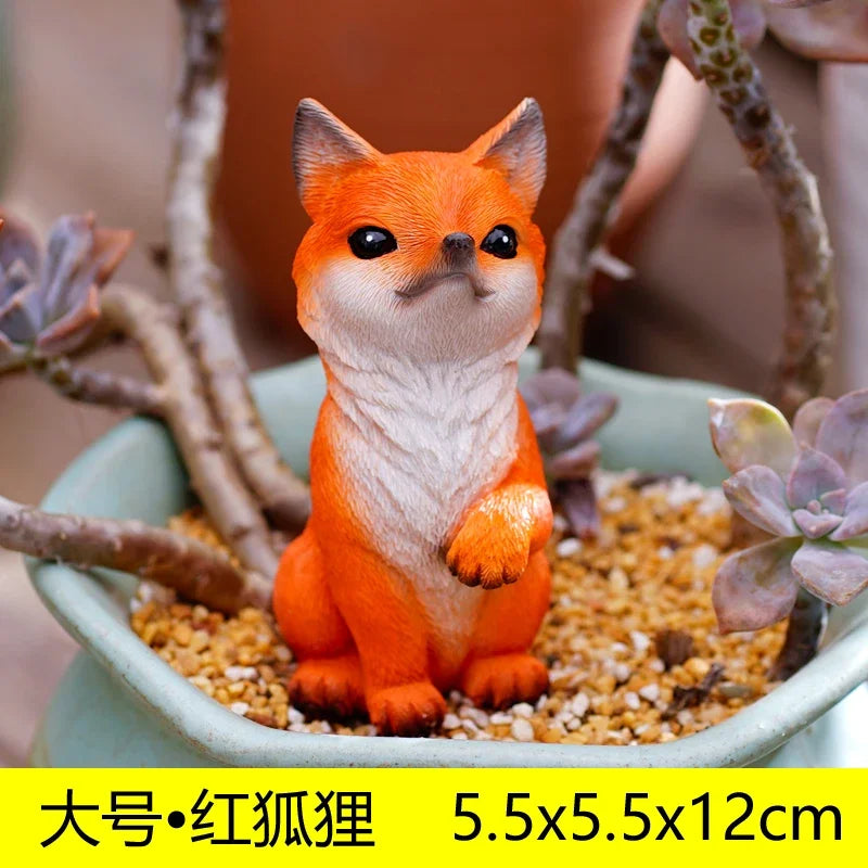 statuette renard fourrure résine moderne décoration intérieure animal compagnie ornement blanc orange