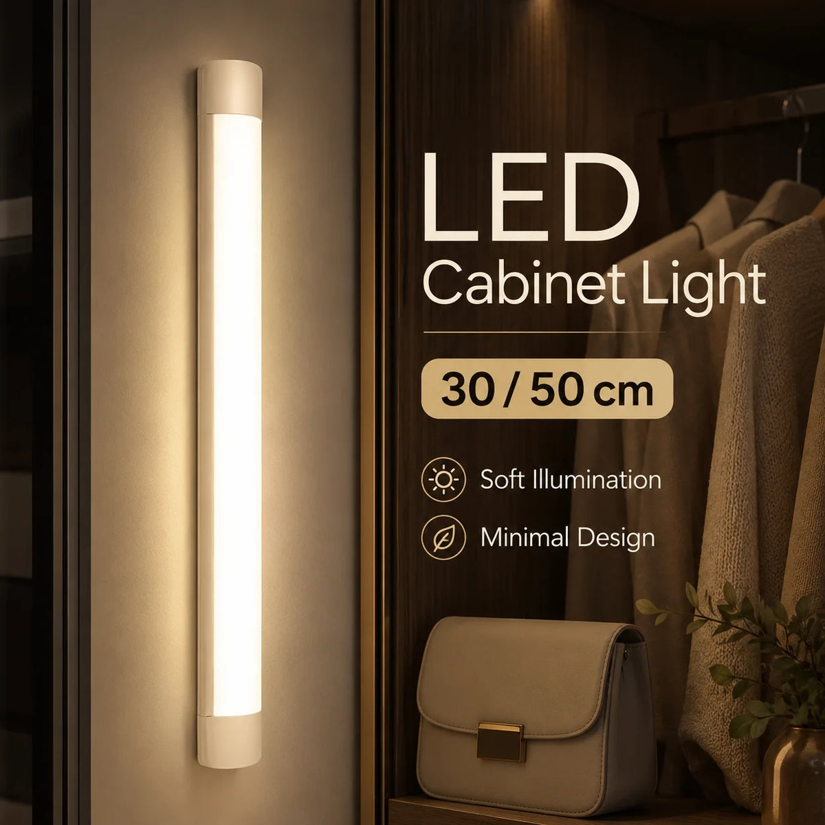 lampe led barre blanche armoire cuisine chambre clips fixation murale minimaliste