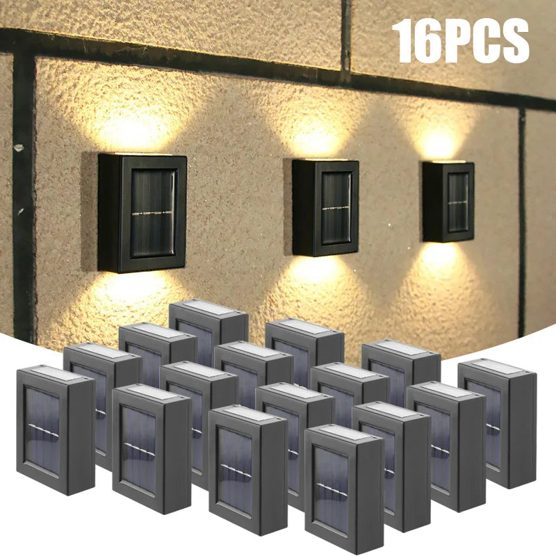 appliques murales solaires led ip65 moderne noires 16 pièces fenêtre transparente oeilletsextérieur minimaliste