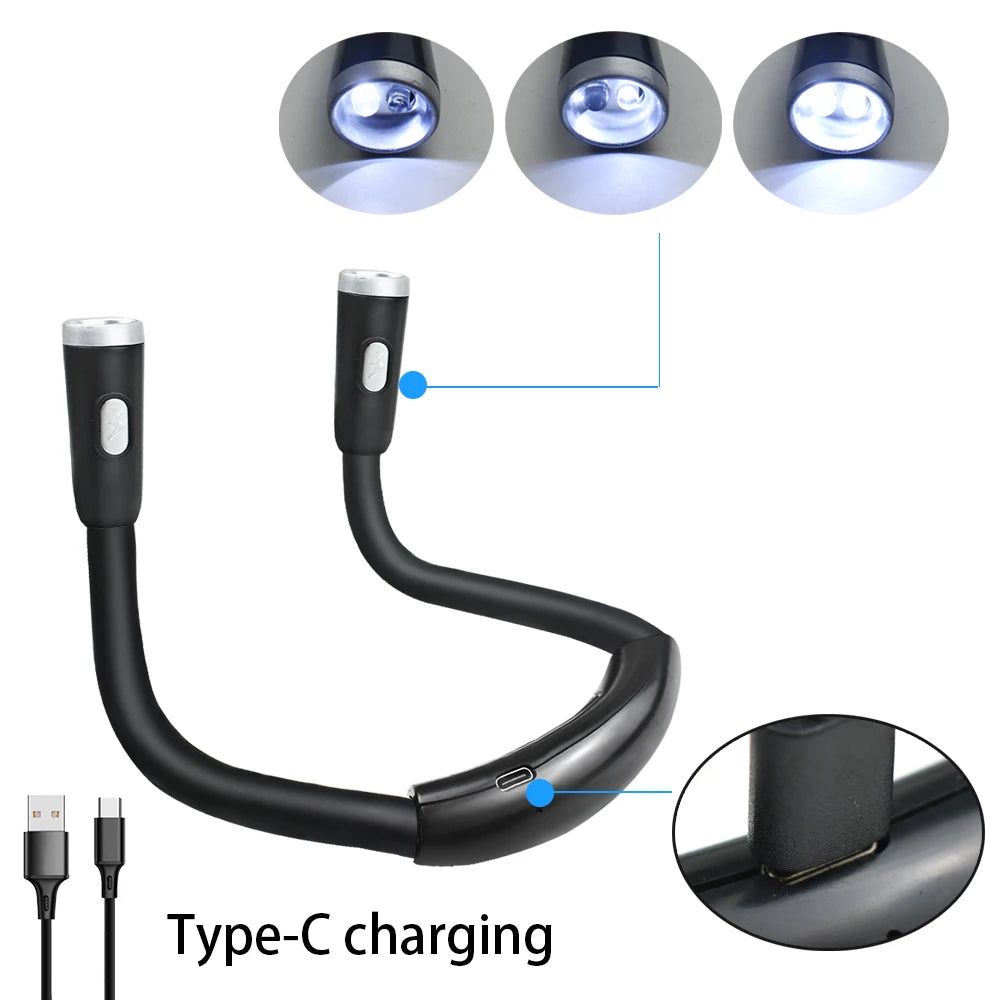 lampe lecture led rechargeable collier noir flexible moderne course pied tricot nocturne usb rechargeABLE