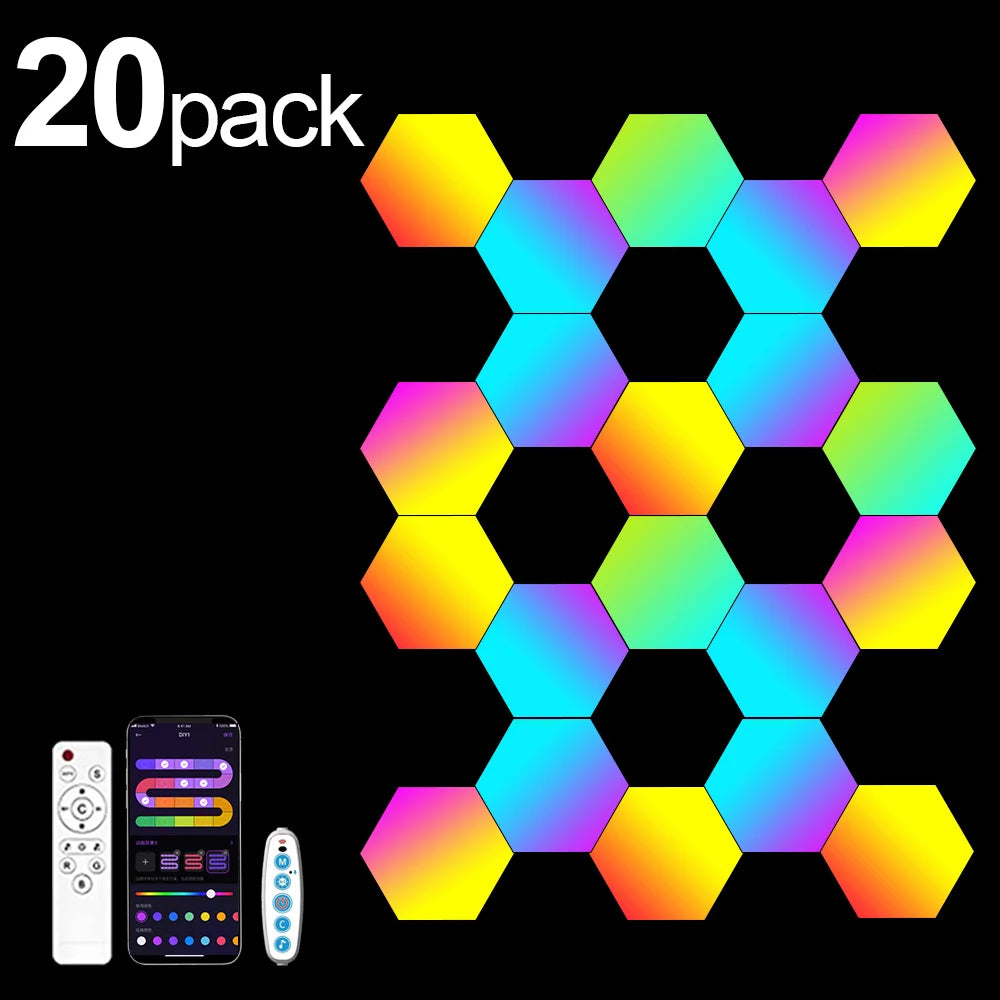 panneaux lumineux hexagonaux rgb multicolore moderne veilleuse ambiance diy gaming chambre salon