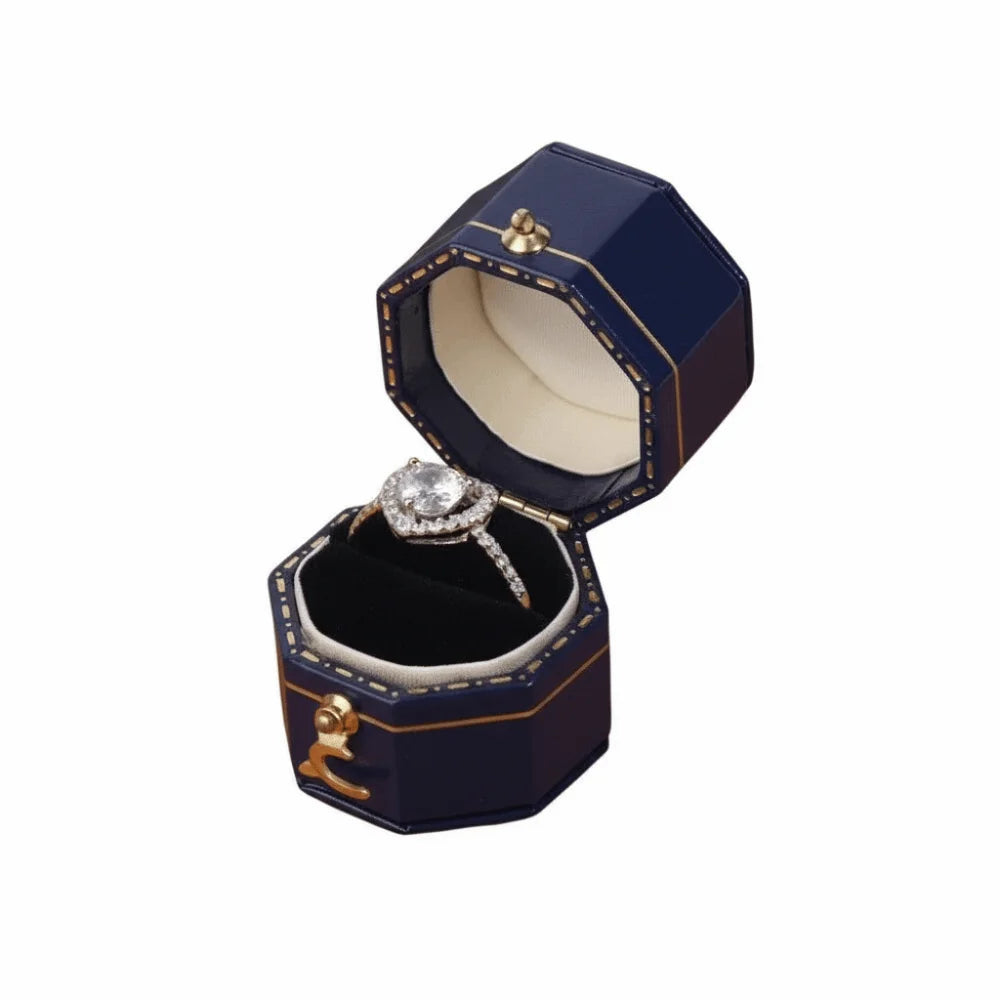 boîtes bijoux simili cuir classiques couleurs vert bordeaux rose anneaux mariage