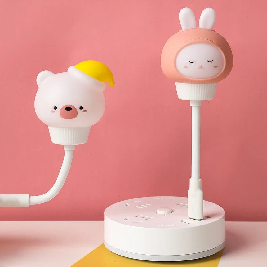 veilleuse animaux mignons moderne lampe chevet usb led ours canard chaton