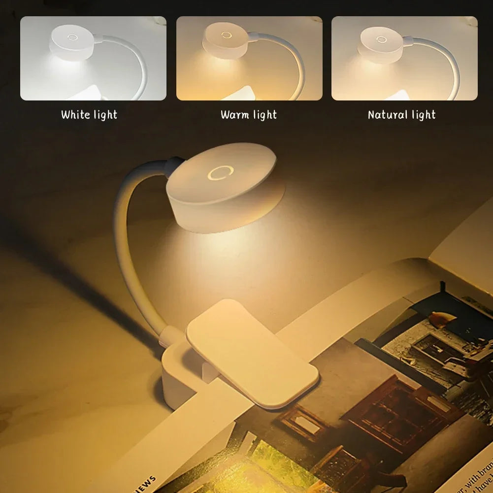 lampe lecture portable led clip blanc moderne protection yeux étudiant table