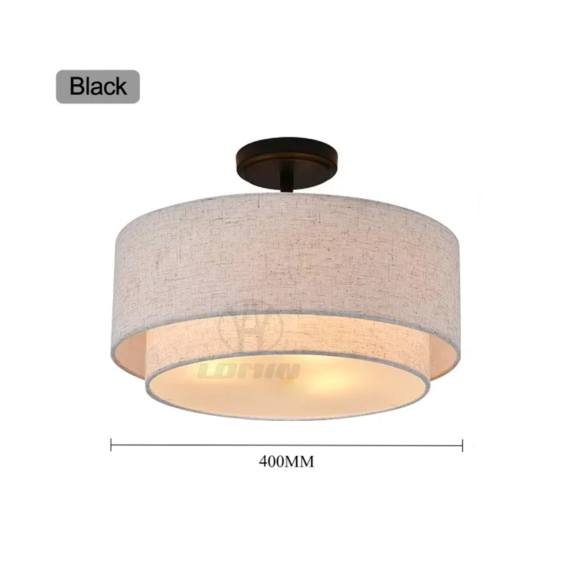 lampe moderne or beige toile lin opaque pendentif salon chambre restaurant