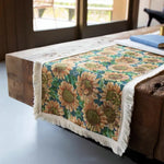 chemin table fleurs tournesols vert jaune coton polyester classique maison cuisine dcoration