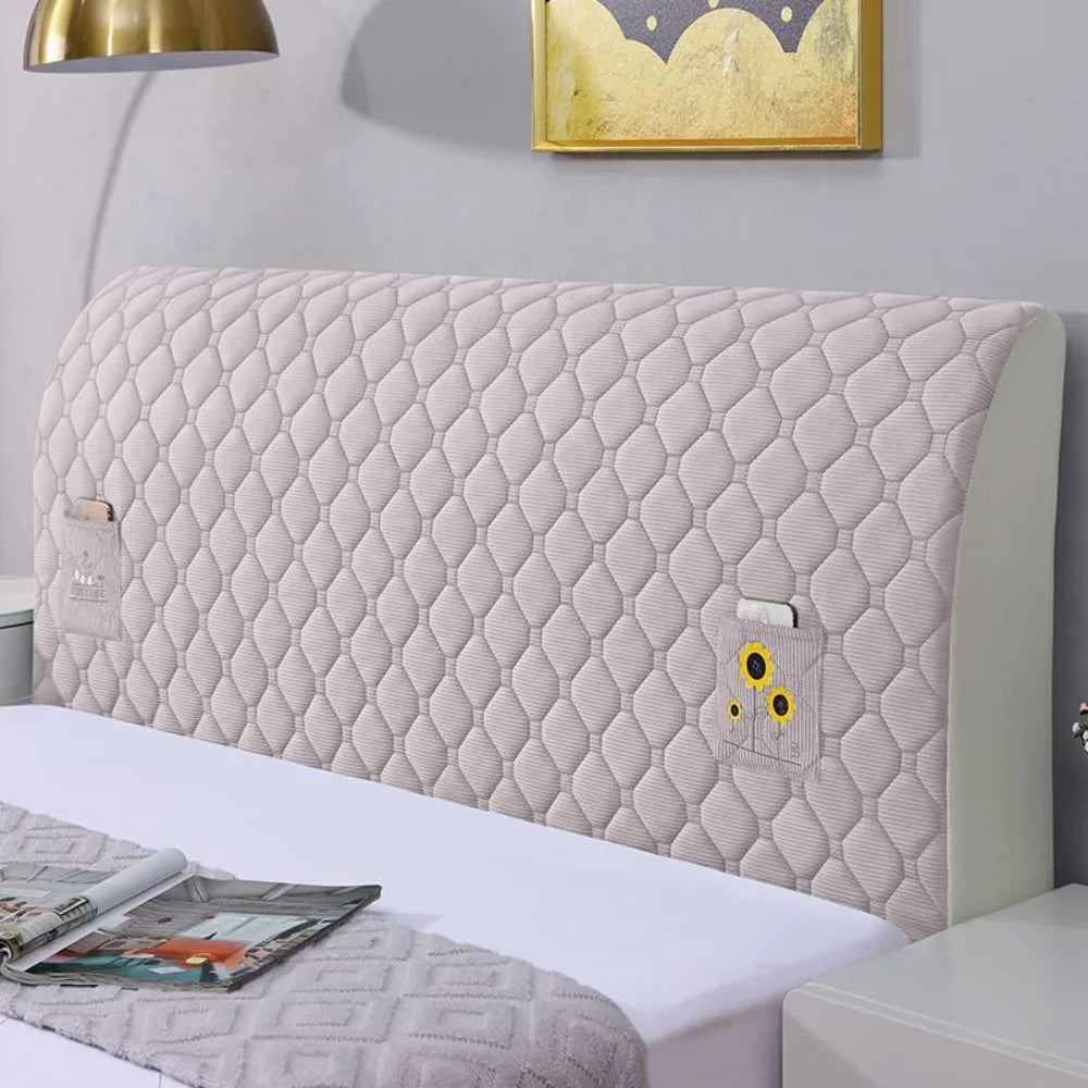 protège tête lit quadrillé adhésif moderne bleu clair gris beige poche tournesol 120 150