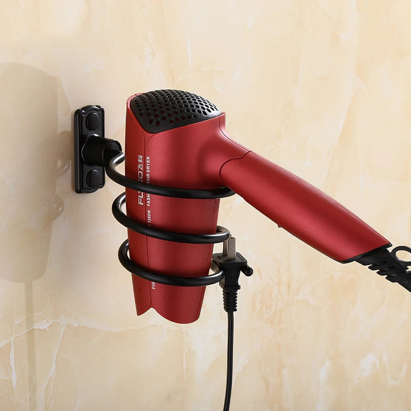 porte sèche cheveux mural or noir blanc texture métallique classique baroque adhésif brosse cheveux
