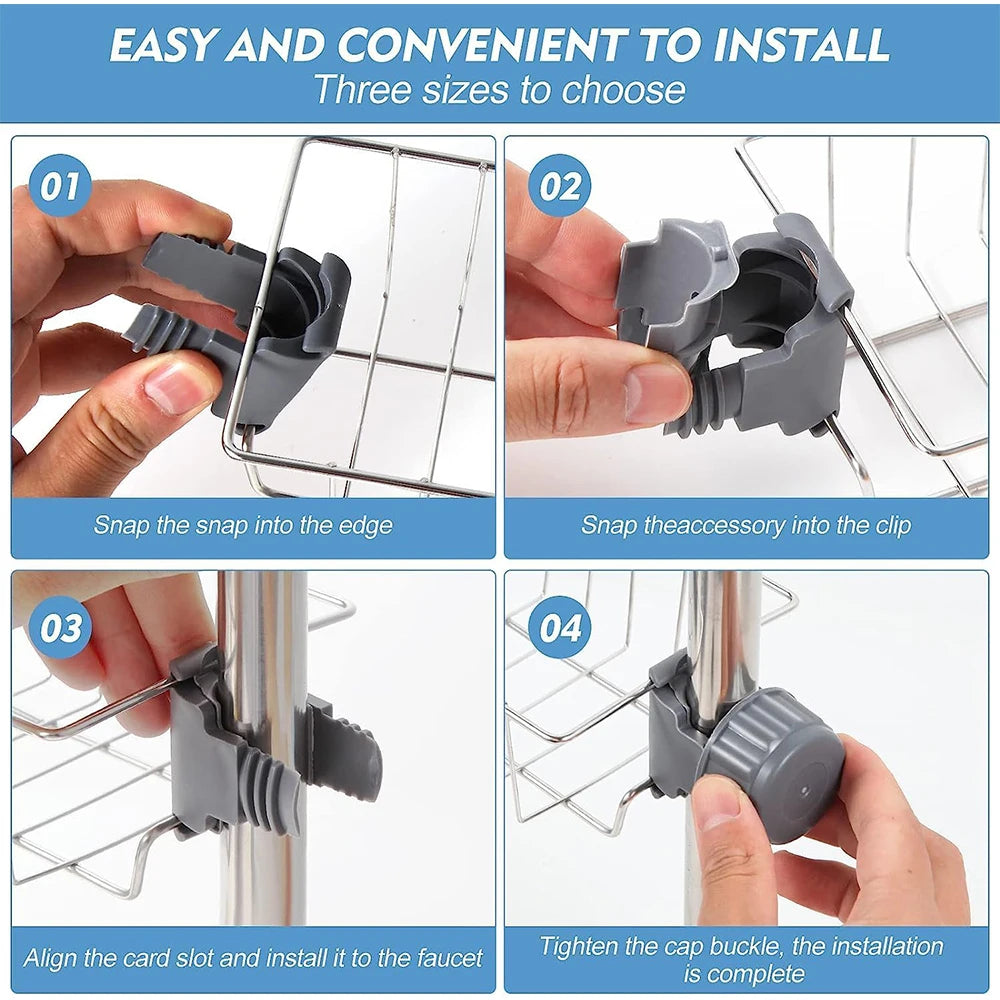 rangement cuisine éponge brosse égouttoir support métal clip réglable moderne utilitaire porte serviettes