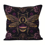 taie d'oreiller abeille vintage fleurs noir polyester lit chambre décoration maison opacité