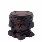 support bois sculpté statue bouddha vase décoration intérieure rustique marron foncé artisanal