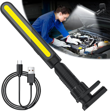 projecteur portable led 2400 lumens noir barre lumineuse magnétique rechargeable clips ajustables