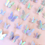 guirlande papillons holographiques brillants 3d blanc bleu vert rose violet jaune anniversaire mariage