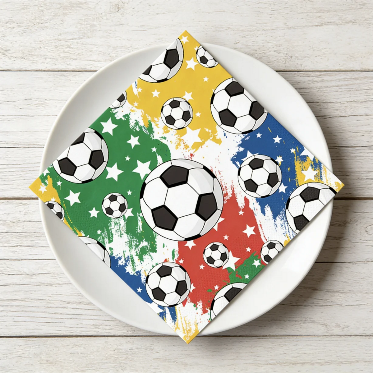 serviettes jetables multicolores football étoiles modernes fêtes anniversaires restaurants bars