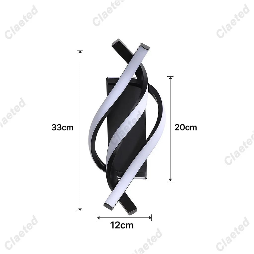 spirale incurvée applique murale moderne led blanc noir chambre coucher éclairage quotidien fixée mur