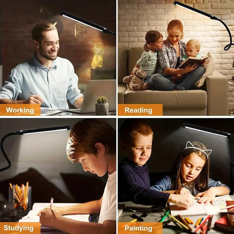 lampe moderne pinces noir lisse protection yeux flux lumineux câble usb interrupteur